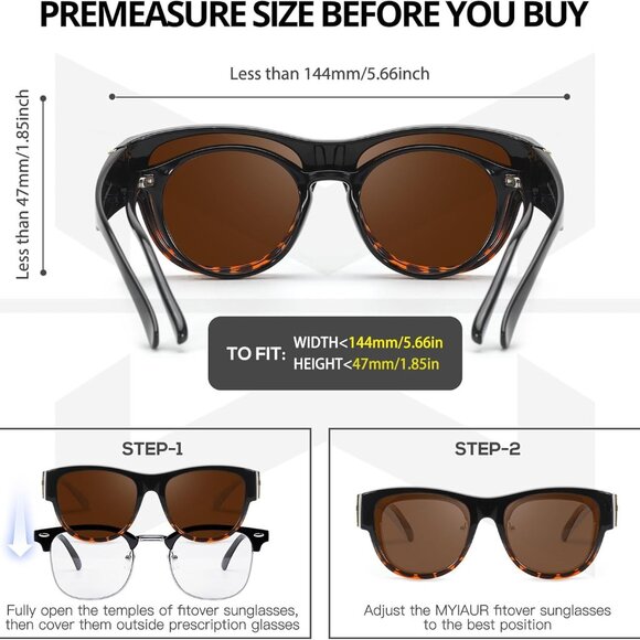 2 Pack Polarized Fit Over Glasses Sunglasses Women UV Protection Outdoor - Picture 5 of 8